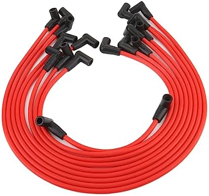 Spark Plugs Wires Sets Igniton Cables Red Silicone High Performance Leads Boot for Chevrolet AM General Hummer Isuzu 1988-1996 5.0L 5.7L V8 (9PCS)