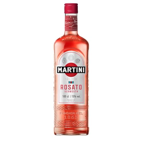 MARTINI Rosato Vermouth Aperitivo, 15% ABV, 100cl / 1L, Vermouth Semi Seco con Especias Elegantes