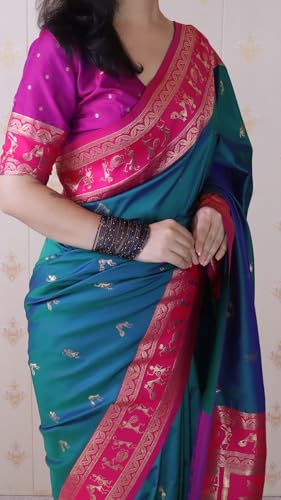 Image of SGF11 Women's Kanjivaram Pure Soft Silk Saree With Unstitched Blouse Piece