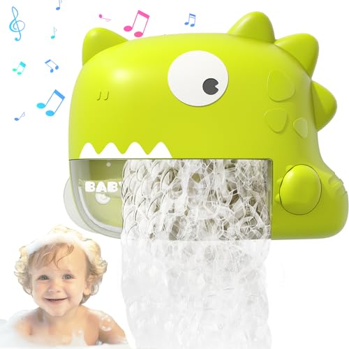 Image of HONGID Baby Bath Toys - Dinosaur Automatic Bath Bubble Machine,Bathtub Bubble Maker with Music,Bathtime Shower Bathtub Toys for Toddlers,Birthday Gift for Boys Girls Age 1-5,Baby Gifts, Green