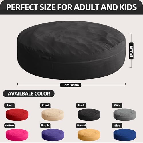 HABUTWAY XX-Large Bean Bag Chair: Giant 7' Memory Foam Furniture Bean Bag Chairs for Adults with Microfiber Cover 7Ft (Black)