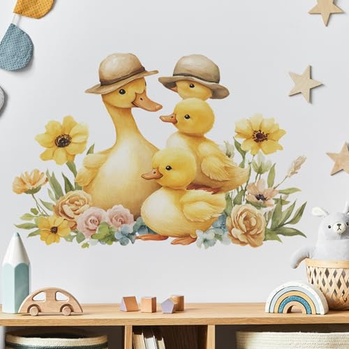 Vinilo decorativo familia de patos acuarela para pared miniatura 6