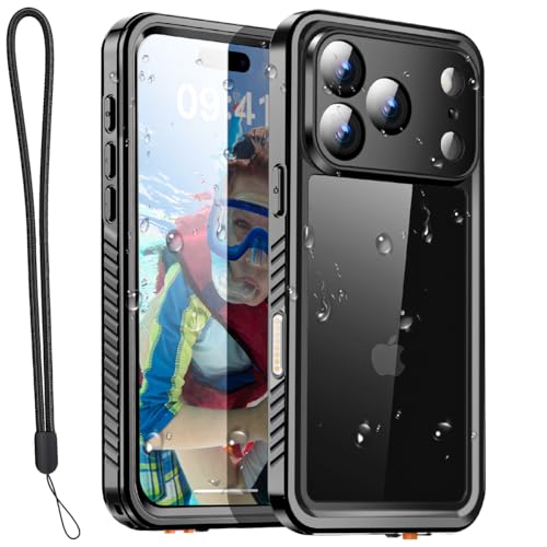 AICase Compatible with iPhone 17 Pro Case Waterproof Clear Water Proof Built-in Screen Protector Shockproof Dustproof Snowproof Full Body Rugged Underwater Phone Case with Lanyard