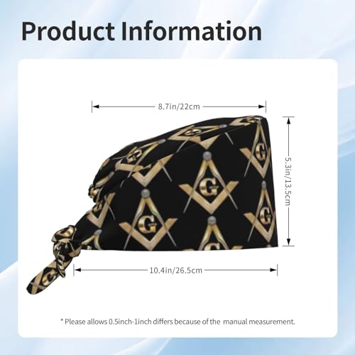 Image of Cute Pug Dog Print Working Cap Scrub Cap with Sweatband,Adjustable Fashion Bandage Tie Back Hat Headwear for Women Men