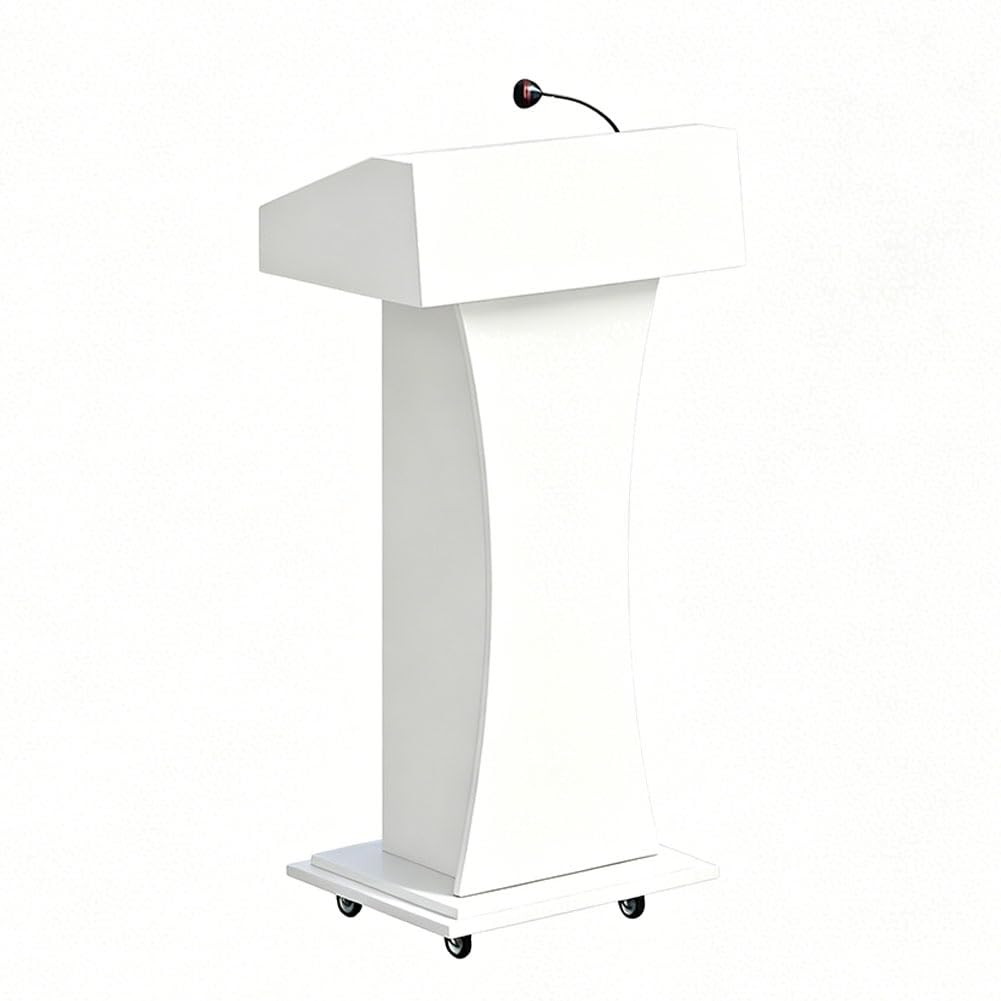 HGTRH Podium, Podium Stand Podium Stand with Wheels Lectern Podium with Wheels Lecturns and Podiums White