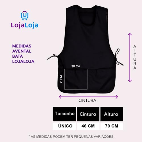 Kit 3 Avental Bata Oxford Liso Frente e Costa Com 2 Bolsos