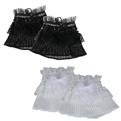 Jixin4you Brazalete de encaje con mango acampanado para boda, ceremonia, noche, #F: blanco liso, Talla única Cover