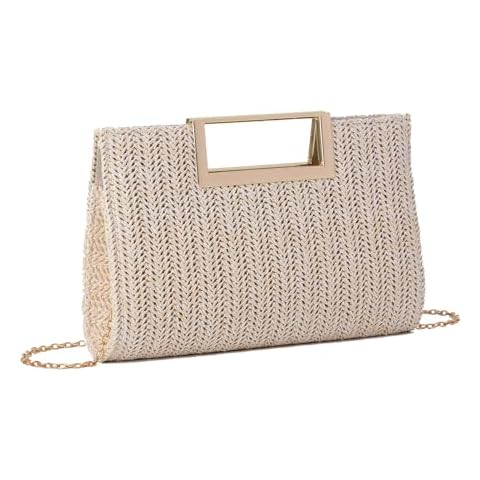 EVEOUT Summer Straw Clutch with Strap Cover