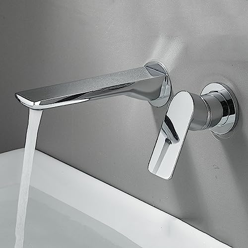 Robinet de lavabo mural noir résistant pour remplacer un mitigeur classique usé