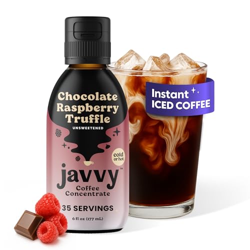 Image of Javvy Cold Brew Coffee Concentrate Instant Coffee, Chocolate Rasp. Truffle | 100% Real Coffee, 0g Sugar, No Artificial Flavors, 60-80mg Caffeine per Serving, Gluten Free, Makes Hot or Iced Coffee