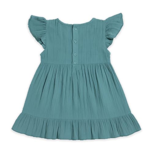 Image of Kidbea Baby Girl Cotton Summer Casual Short Ruffled Sleeve & Hem Soft Breathable Fabric Frocks Sundress Princess Dress for Kids