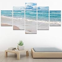 SIGNWIN 5 Panel Canvas Wall Art Modern Art Beach Coastal Multicolor Photography Relax/Calm Romantics for Home Decorations Ready to Hang - 60