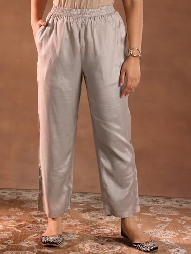 Image of Libas Yoke Design Silk Blend Straight Kurta With Trouser and Dupatta
