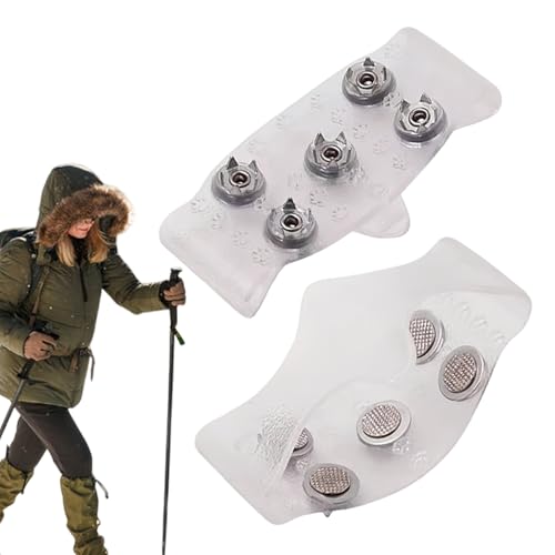 Botines de hielo para y botas - Agarre antideslizante de 5 dientes para paseos de invierno, senderismo y tiro - Agarre de nieve duradero con clavos de acero - Hombres mujeres