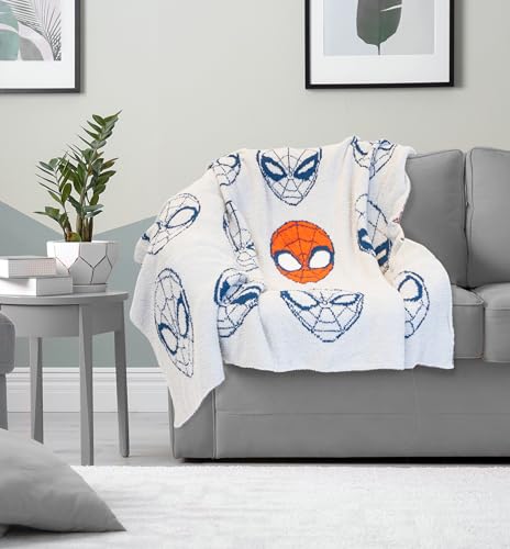 Image of Jay Franco Marvel Spiderman Feather Knit Fluffy Throw Blanket - Gray Fuzzy Blanket Measures 50 x 60 inch, Super Soft Lightweight Bedding