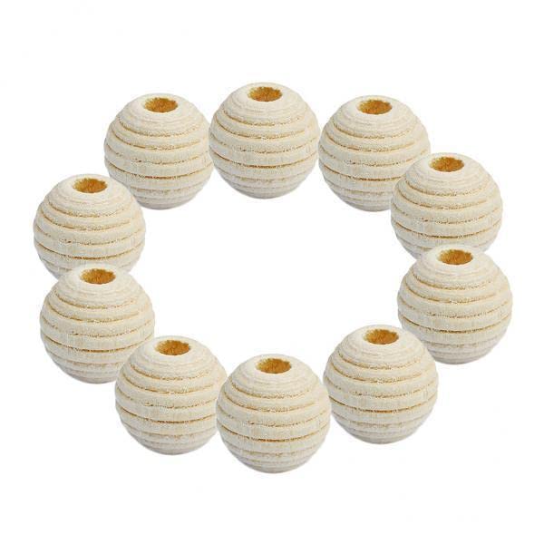 SNAPPSY 2x50 Piece Striped Unfinished Wood Natural Round Wooden Beads Loose Beads 12mm-image-17