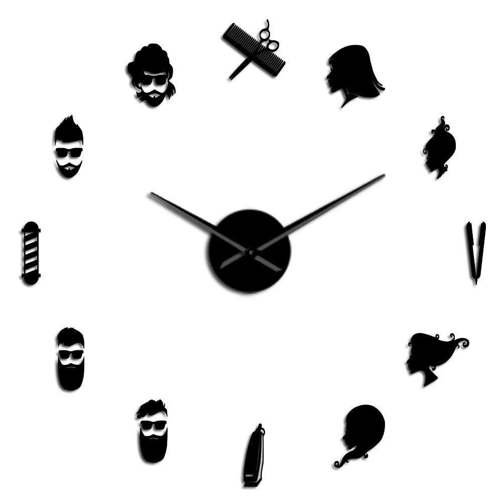 Horloge murale sans cadre 3D à autocollants miroirs géante 47"