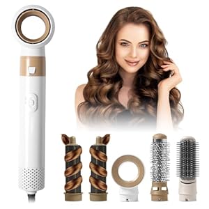 Anluomafuy 5 in 1 Airstyler Set, Multifunktionaler Hairstyler, Lockenbürste, Warmluftbürste, Rundbürstenföhn, Ionen Hair Styler Set für Glätten, Trocknen, Volumen, Locken