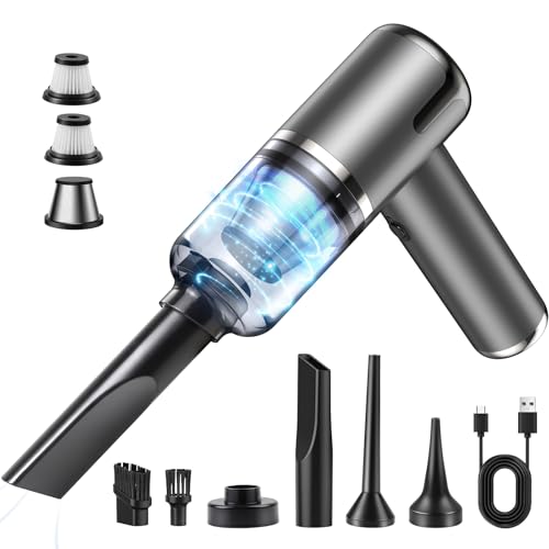 YUEJIDZ Handheld Car Vacuum Cleaner 9000PA, Rechargeable Portable Mini Vacuum Cleaner with Dual Vacuum & Blow Functions, USB Car Handheld Vacuum for Kitchen Home Office Pet Hair Keyboard Sofa