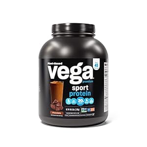 Vega Sport Vegan Protein Powder + Recovery – 30g Plant Based Protein per Serving, Chocolate, 45 Servings, 5g BCAAs, Probiotics, NSF Certified, For Shakes & Smoothies, 4.4lbs (Packaging May Vary)