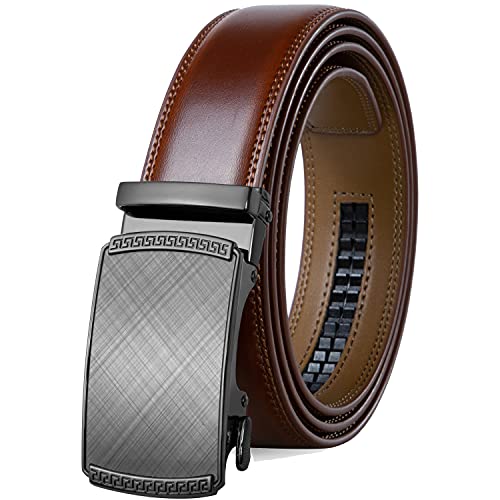 Image of Founders & C Men's Ratchet Belt 1 3 /8 inch,Leather Dress Belt Adjustable with Click Sliding Buckle Trim to Exact Fit