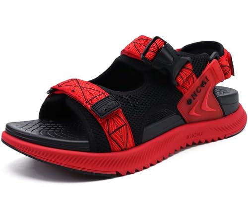 Image of ONCAI Men's Hiking Sandals with Arch Support Mesh Athletic Walking Sandalias Summer Outdoor Cushion Thick Rubber Soles and Recovery Sports Fisherman Sandals Size 7-15