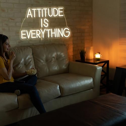 Image of Attitude Is Everything Neon Sign Dimmable Switch Warm White Led Light Sign for Wall Decor Inspirational Neon Light for Home Office School Art Wall Decor (16.5''*10.6'')