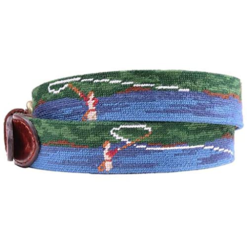 Fly Fishing Scene Needlepoint Belt by Smathers & Branson2