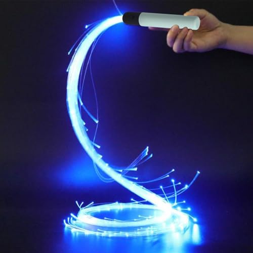 LEDライトダンスホイップ - 光ファイバースイベルフロートイ、4モードグロースティック、色を変えるパーティープロップ、ポータブルライトアップパフォーマンスツール|音楽フェスティバルカーニバルダンスショーに最適なレイブアクセサリー
