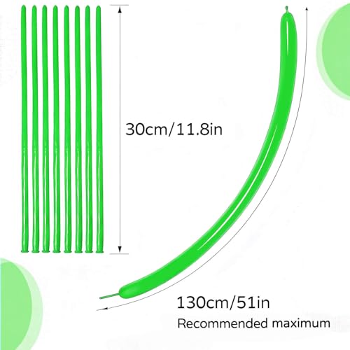 Image of 260 Green Long Balloons for Balloon Garland Thickening Skinny Latex Twisting Animals Modeling Christmas Birthday Wedding Party Festival Decorations 100pcs