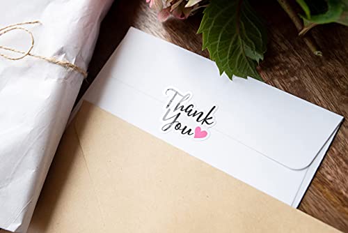 Thank You Stickers - Roll Of 500 Labels With Pink Hearts - 1.5 X 1.25" - Cute Mailing Business Shipping Supplies- Small Business - Envelope Seals #TOP5