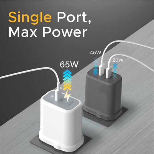 Image of Oakter 65W Fast Charger | Type-C Fast Charging Adapter for Laptop, Mobile, MacBook, iPhone 15 & Newer, iPad, Samsung | White | 3- Pin Plug (Adapter with Cable)