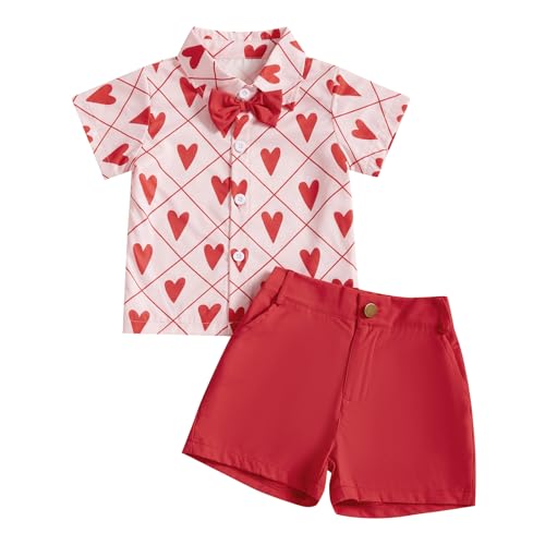Baby Boy Heart Print Shirt and Bermuda Shorts Outfit