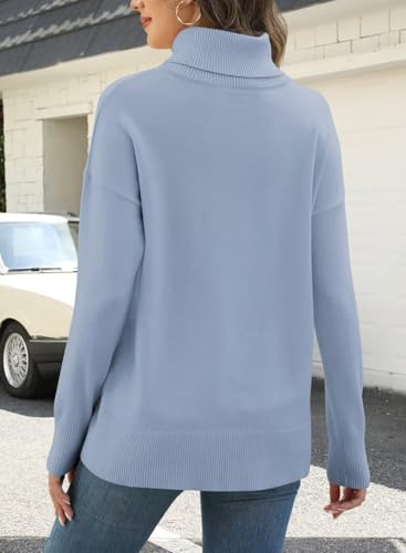 Image of ANFTFH Womens Turtleneck Sweater 2025 Ribbed Knit Top Pullover Sweaters