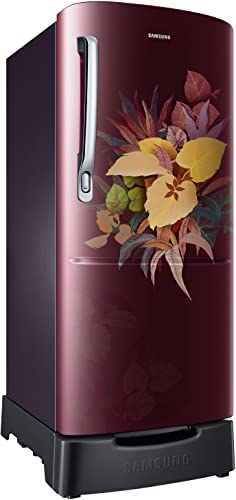 Image of Samsung 183 L, 3 Star, Digital Inverter, Direct-Cool Single Door Refrigerator (RR20C2823VF /NL, Red, Tropical Purple, Base Stand Drawer)