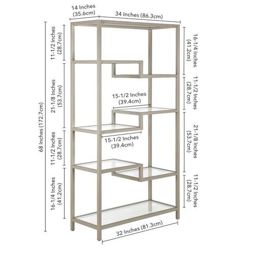 Image of Johann 68'' Tall, Rectangular 8 shelves Bookcase in Satin Nickel