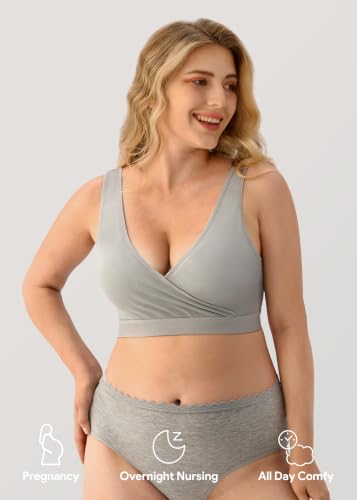Image of HBselect Nursing Bras for Breastfeeding, Maternity Nursing Sleep Bra Wireless Pregnancy Sleep Bralette 3 /5 Pack
