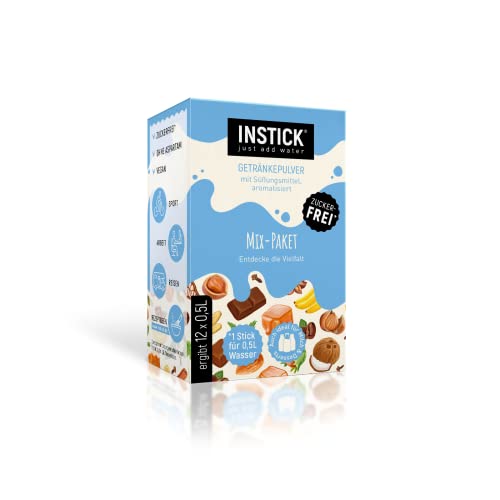 INSTICK | Zuckerfreies Instant-Getränk - Mix-Paket "Milchsorten" - ideal für Milch | 12-er Packung für 12 x 0,5 L | vegan, kalorienarm, mit Vitamin C, aromatisiert, Instant Getränkepulver Cover