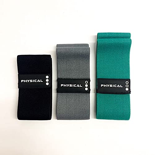 PHysical Glute Resistance Bands - Set of 3 -versatile bands for gym and home workouts, strengthen work & Yoga & Pilates