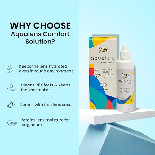 Image of Aqualens Comfort Contact Lens Solution 120ML - Pack of 1 (Lens Cases Free)