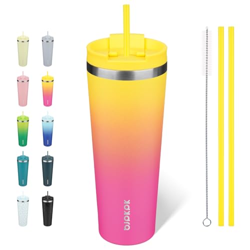 Image of BJPKPK 26 oz Coffee Tumbler with Straw, Insulated Stainless Steel Cup