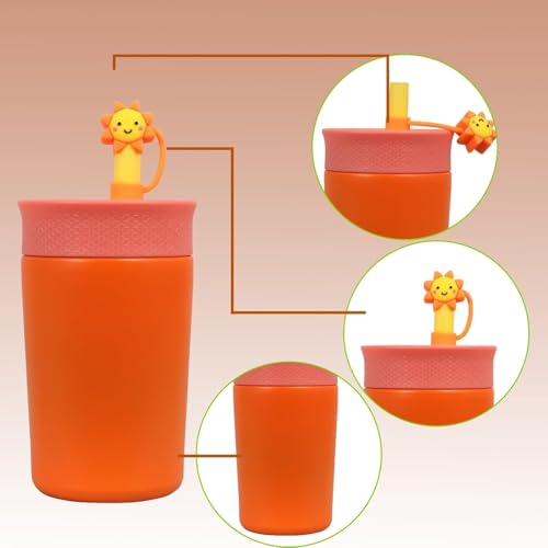 Image of Toddler Water Bottle with Straw, Kids Sipper Cup BPA Free Leak Resistant Drinking Bottle for Preschool, Daycare, Travel & Everyday Use (Orange, 350 ml)