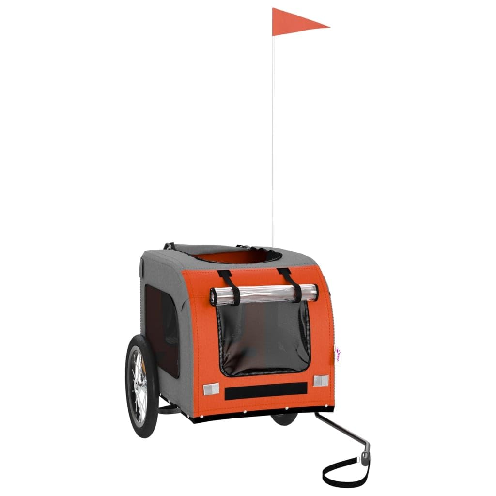 Remorque de Vélo pour Chien, Chariot Transport pour Animaux de Compagnie Orange et Gris 125x64x66 cm