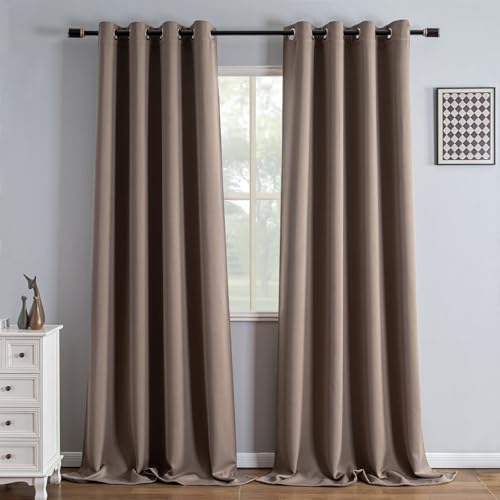 IGEMAEVE Blackout Curtains for Living Room Khaki 52" W x 108" L