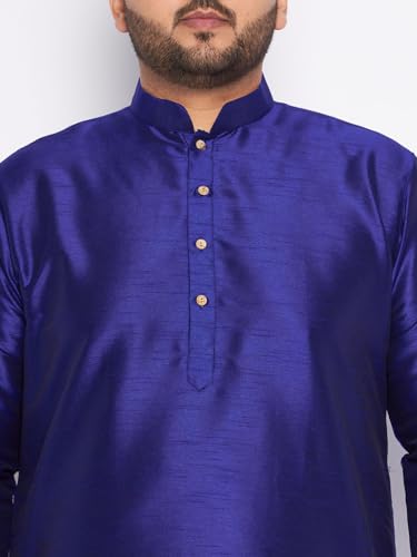 Image of Vastramay Plus Men's White Silk Blend Kurta Pyjama Set VPLUSMKWH001nPBL 44 | Independence Day