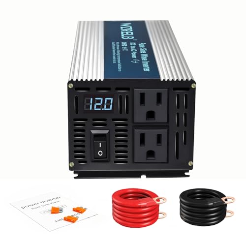 WZRELB 600W Pure Sine Wave Inverter 12V DC to 110V 120V AC Power Converter with LED Display,...