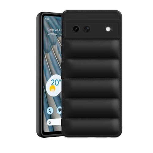 Image of Amazon Brand - Solimo Puffer Case Camera Protection Soft Back Cover for Google Pixel 7A - Black