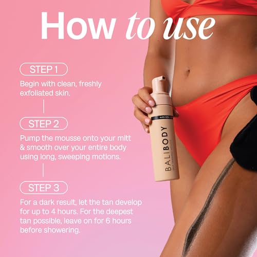 bali body ultra dark self tanner mousse  premium sunless tanning foam  natural green-based self tan  instant bronze fake tan for all skin types vegan amp cruelty free 200ml67 fl oz