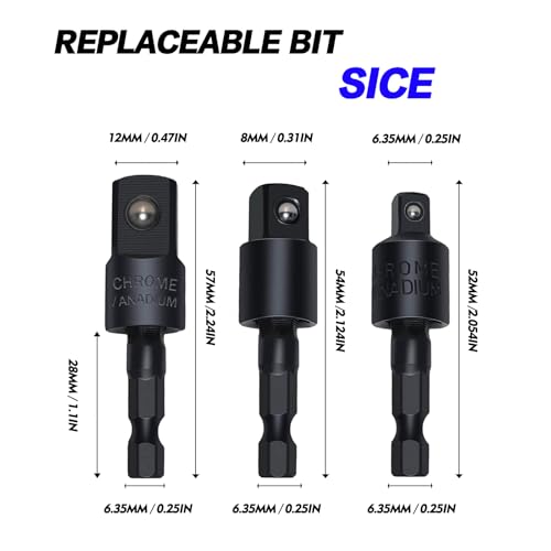 TIDENBR 17Pcs Drill Bit Extension, Include 2Pcs 105°Right Angle Electric Drill Adapters 3Pcs Rotatable Socket Adapters 10 Short Screwdriver Bits 90°Drill Bits and Bendable Extension Drill Bits by TIDENBR - Image 4