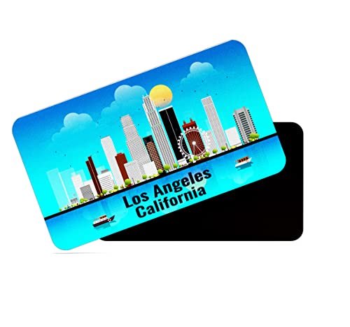 Image of dhcrafts Rectangular Rubber Fridge Magnet /Magnetic Card Blue California Los Angeles Design Pack of 1 (8.6cm x 5.4cm)